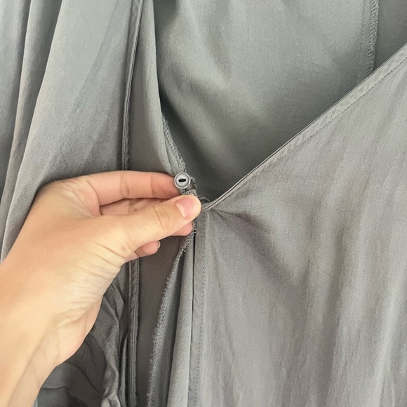 Grey Satin Wrap Dress - Picture 7 of 9